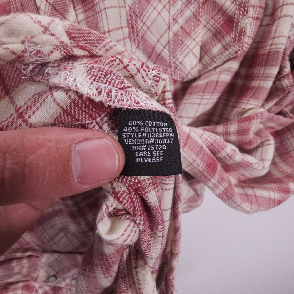 Vintage BKE Flannel Shirt Mens XL Red Plaid Pearl Snap Western Streetwear - Picture 6 of 11